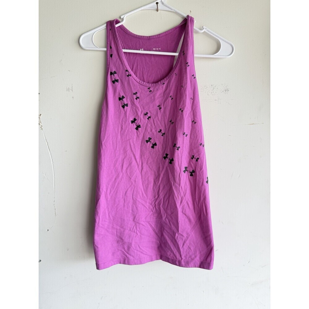 Under Armour Womens Medium Purple Graphic Logo Tank Top Loose Fit Athletic
